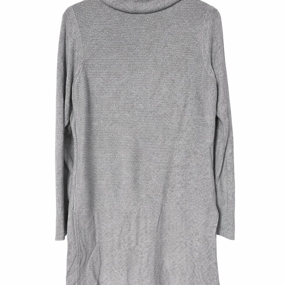 Adrienne Vittadini Tunic Sweater Women Size M Heather Gray Cowl Neck Long Sleeve - Picture 4 of 6